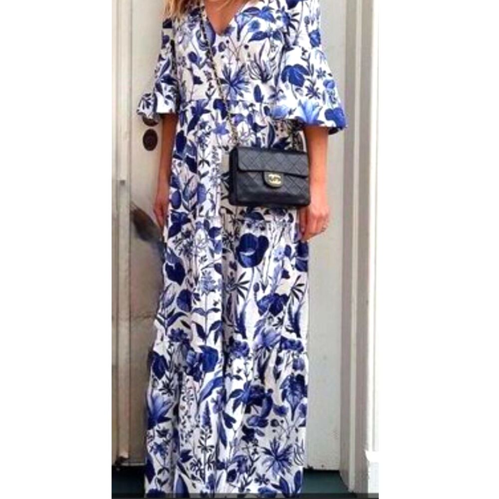Tuckernuck Ginger Maxi Dress Montecito Breeze Print Size Small NWT